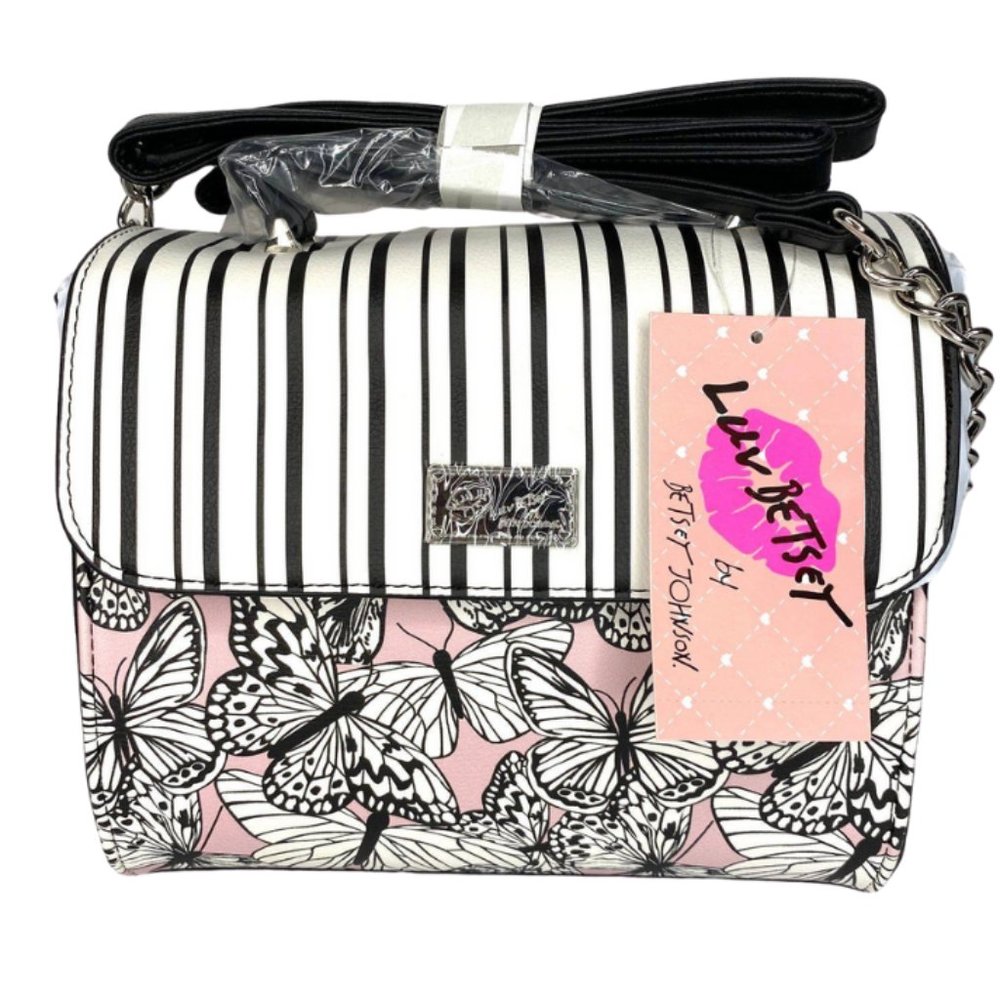 Betsey Johnson Butterfly Stripe Crossbody Bag